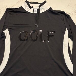 Black and White Golf Pullover with Sequin Detail